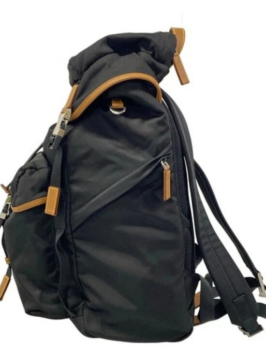 PRADA Re-Nylon Saffiano leather backpack 2VZ078 Black Brown Nylon - Backpack main image 8
